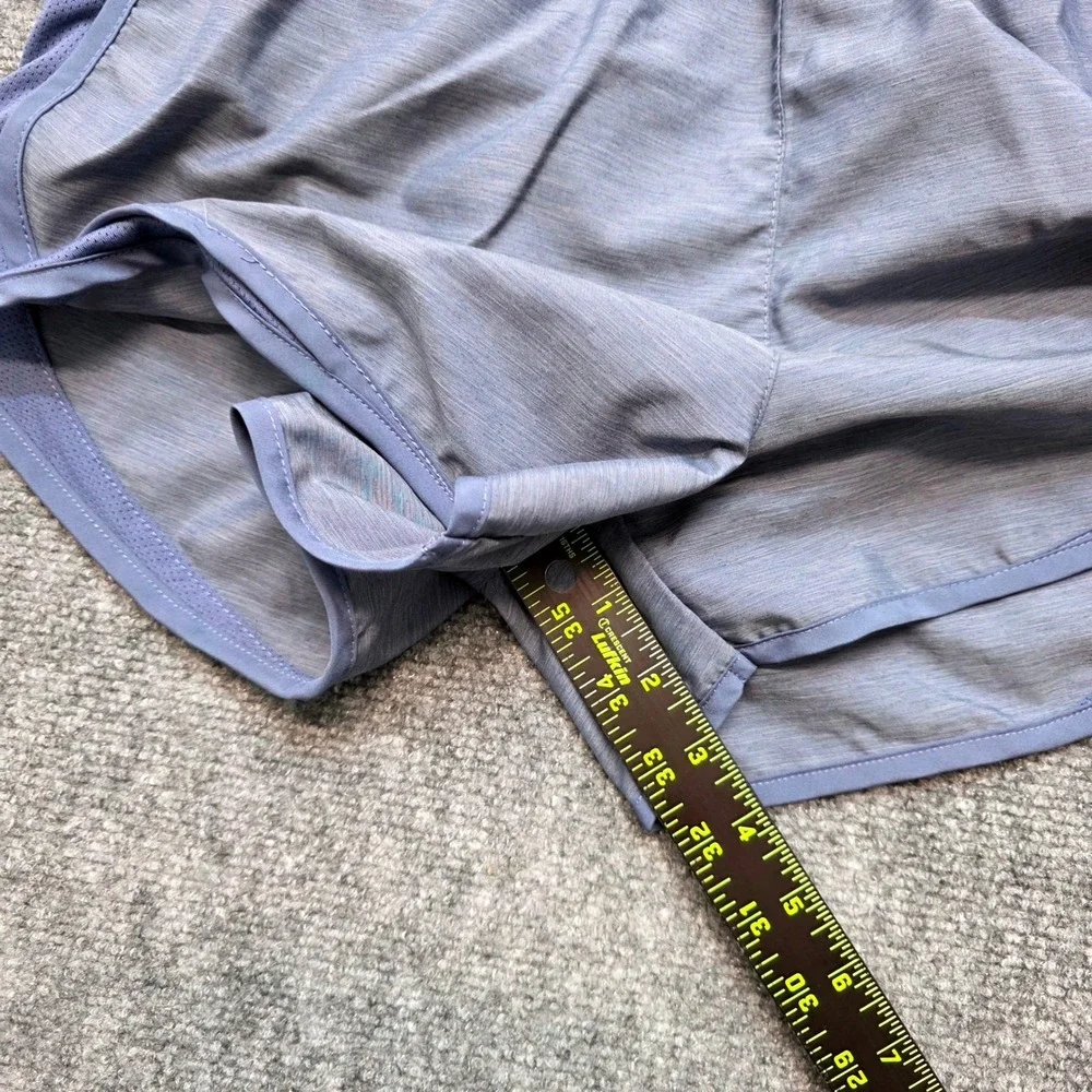Nike Dri-FIT Women's Large Blue Heathered Running Shorts 3 Inseam Mesh Inset Gym
